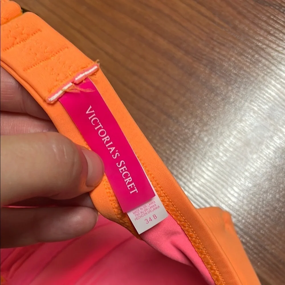 Victoria's Secret Neon Orange Bikini Top size 34B